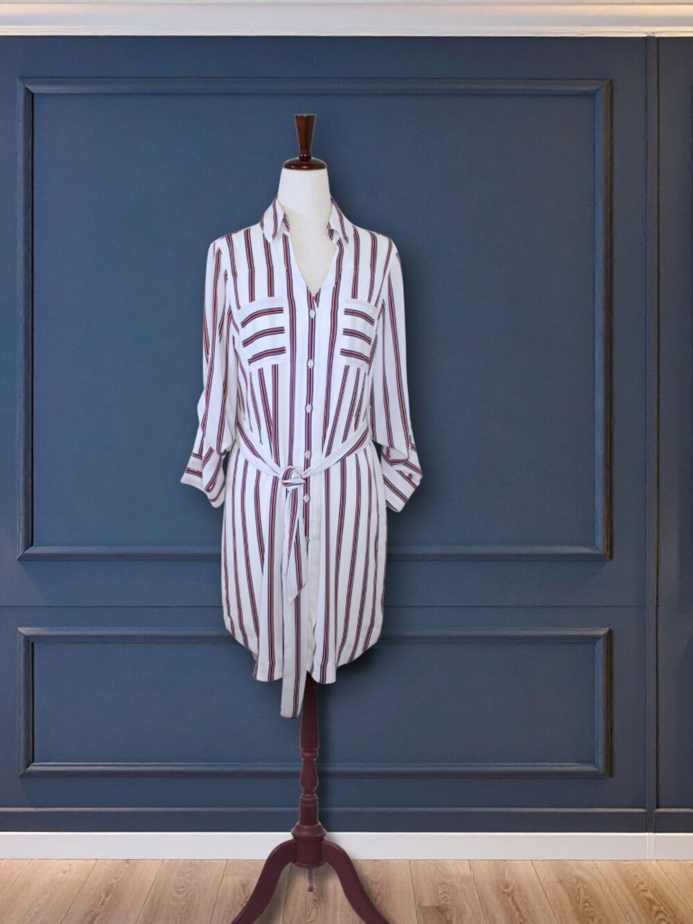 Express Striped Tie-Front Shirt Dress Size X-Small